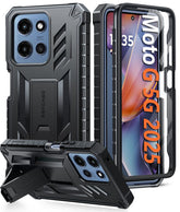 FNTCASE For Moto G 5G 2025 6.7 Inch Phone Case: Military Grade Shockproof with Built-in Screen Protector and Kickstand